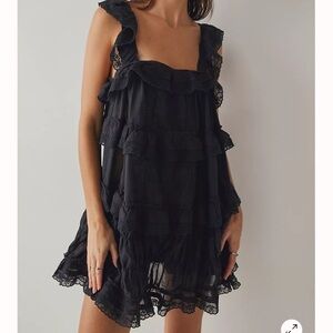 Free people tiered and true romper black size small